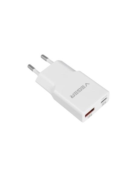 Veger VG-30W1A1C Cargador USB QC3.0 / PD3.0 USB-A y USB-C
