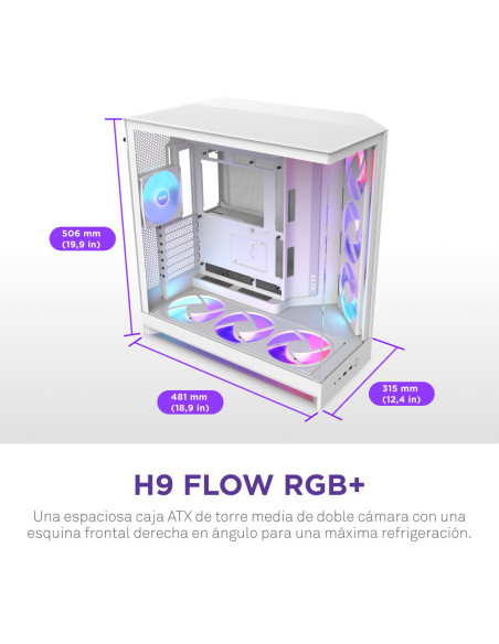 NZXT H9 Flow RGB+ Midi Tower Blanco