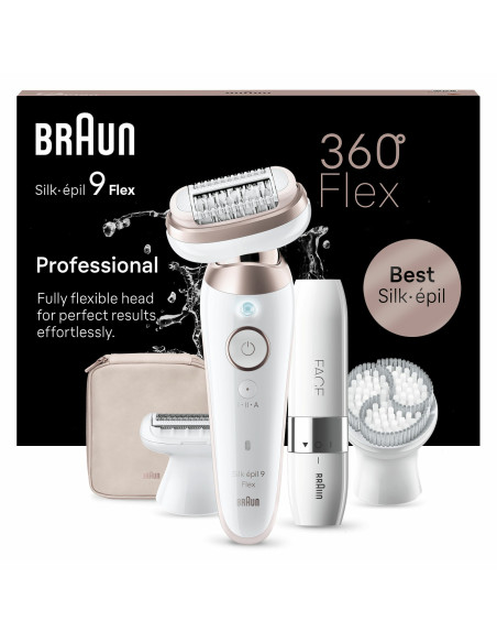 Braun Silk-épil 9 Flex 9-360 3D 40 pinzas Rosa, Blanco