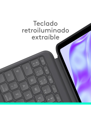 Logitech Combo Touch, funda con teclado, iPad Pro 13 pulgadas (M4)(2024) - Teclado retroiluminado extraíble con soporte