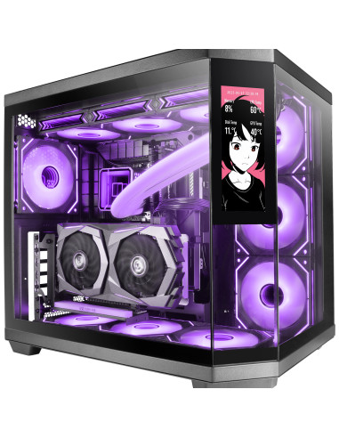 Mars Gaming MC3TCORELCD carcasa de ordenador Midi Tower Negro