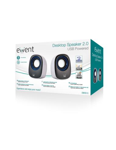 Ewent EW3513 altavoz De 1 vía Negro, Azul, Blanco Alámbrico 5 W
