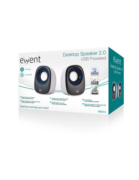 Ewent EW3513 altavoz De 1 vía Negro, Azul, Blanco Alámbrico 5 W