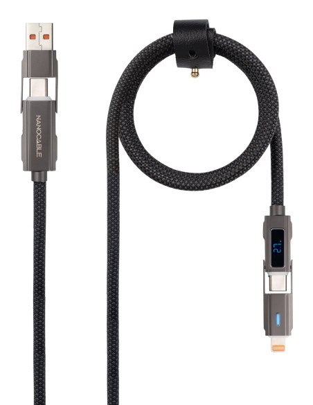 Nanocable 10.01.2501 cable USB 1 m USB A USB C USB C Lightning Negro