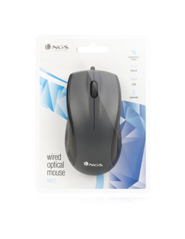 NGS Black Mist ratón Oficina mano derecha USB tipo A Óptico 800 DPI