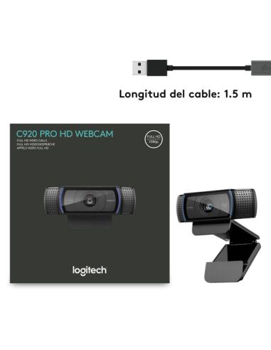 Logitech 960-001055 cámara web 3 MP 1920 x 1080 Pixeles USB Negro