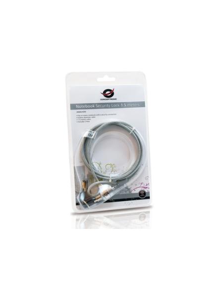 Conceptronic CNBSLOCK15 cable antirrobo Plata 1,5 m