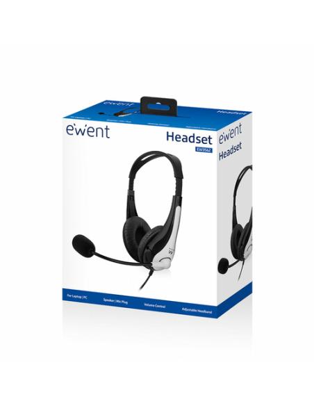 Ewent EW3562 auricular y casco Auriculares Alámbrico Diadema Llamadas/Música Negro, Plata