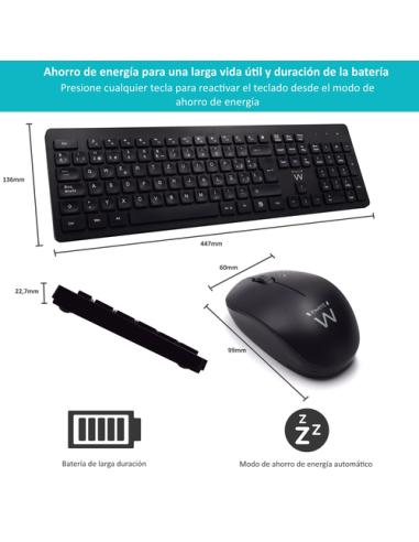 Ewent EW3256 teclado Ratón incluido Universal RF inalámbrico QWERTY Español Negro