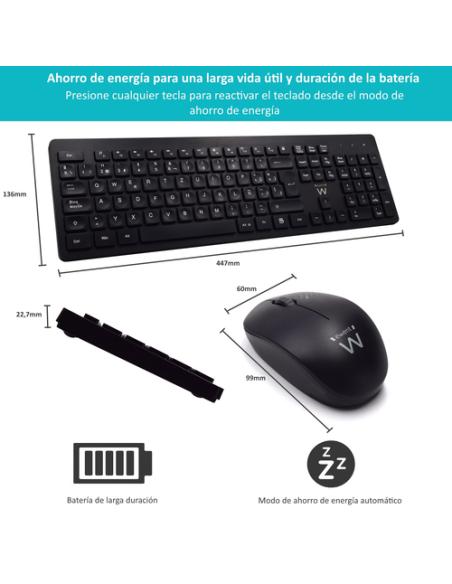 Ewent EW3256 teclado Ratón incluido Universal RF inalámbrico QWERTY Español Negro