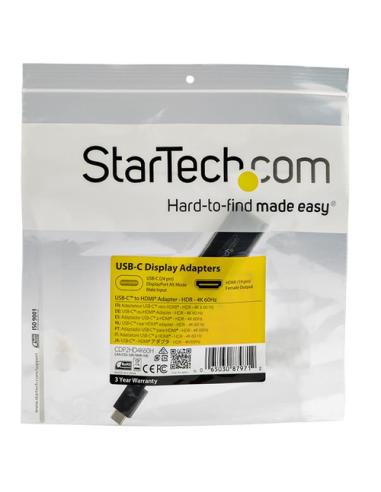 StarTech.com Adaptador USB-C a HDMI con HDR - 4K 60Hz - Negro