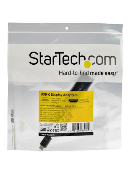 StarTech.com Adaptador USB-C a HDMI con HDR - 4K 60Hz - Negro