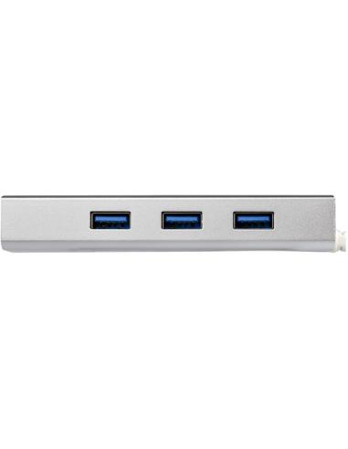 StarTech.com Hub Ladrón USB 3.0 de 3 Puertos con Adaptador de Red Ethernet Gigabit - Hub Concentrador USB-A - Alimentado por el 