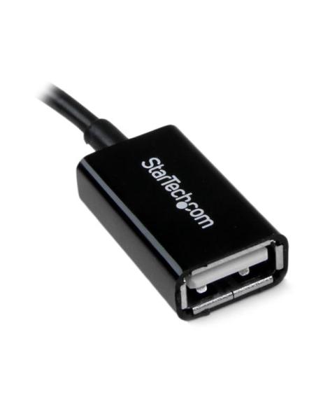StarTech.com Cable Adaptador de 12cm Micro USB Macho a USB A Hembra OTG para Tablets Smartphones - Negro
