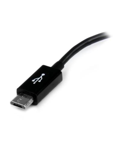 StarTech.com Cable Adaptador de 12cm Micro USB Macho a USB A Hembra OTG para Tablets Smartphones - Negro
