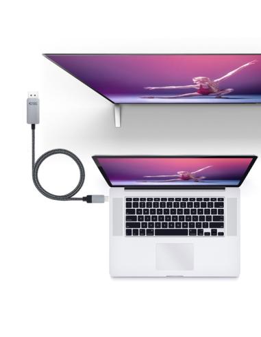 Nanocable 10.15.5002 adaptador de cable de vídeo 1,8 m USB Tipo C DisplayPort Aluminio, Negro