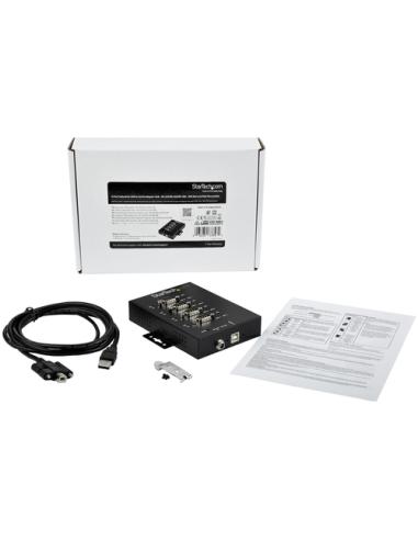 StarTech.com Adaptador Hub Serie RS232/RS485/RS422 a 4 puertos USB - Convertidor Ladrón USB 2.0 a Serial DB9 - IP30 - de Montaje