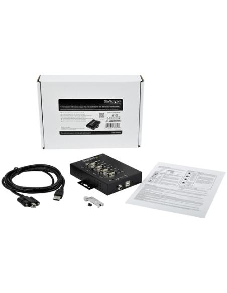 StarTech.com Adaptador Hub Serie RS232/RS485/RS422 a 4 puertos USB - Convertidor Ladrón USB 2.0 a Serial DB9 - IP30 - de Montaje