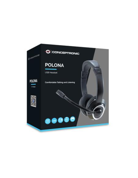 Conceptronic POLONA Auriculares Alámbrico Diadema Llamadas/Música USB tipo A Negro