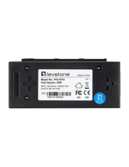 LevelOne POI-3010 adaptador e inyector de PoE Ethernet rápido, Gigabit Ethernet 52 V