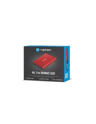 NATEC Rhino GO Carcasa de disco duro/SSD Rojo 2.5"