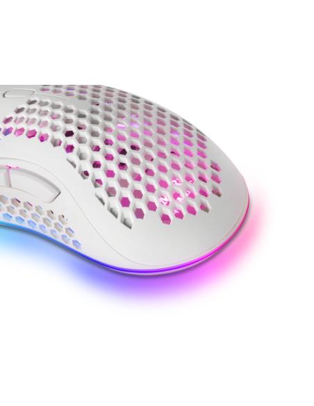 Mars Gaming MMEX, Ratón Gaming RGB, 32K DPI, Cable Feather, Switches Ópticos, Blanco, One Size