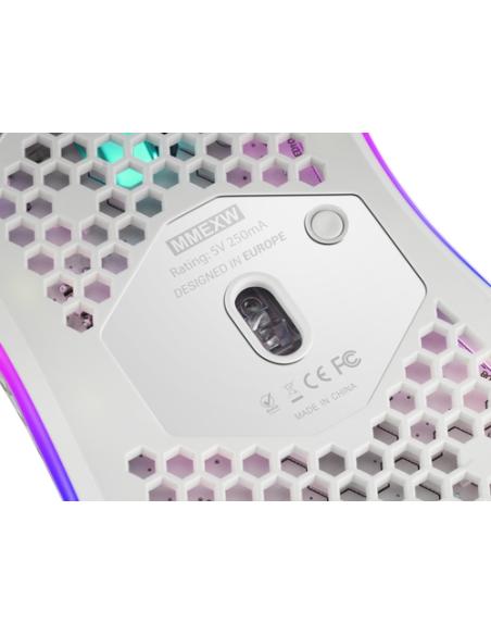 Mars Gaming MMEX, Ratón Gaming RGB, 32K DPI, Cable Feather, Switches Ópticos, Blanco, One Size