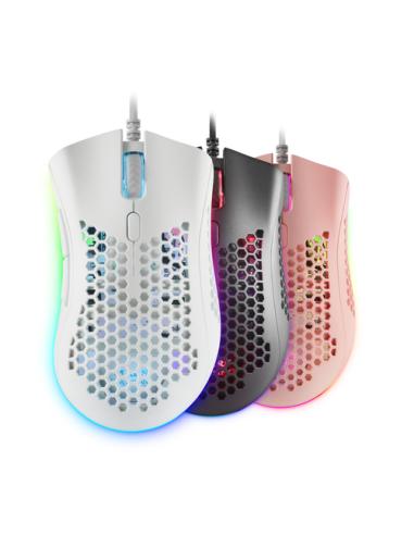Mars Gaming MMEX, Ratón Gaming RGB, 32K DPI, Cable Feather, Switches Ópticos, Blanco, One Size