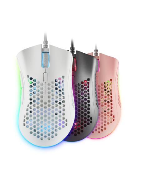 Mars Gaming MMEX, Ratón Gaming RGB, 32K DPI, Cable Feather, Switches Ópticos, Blanco, One Size