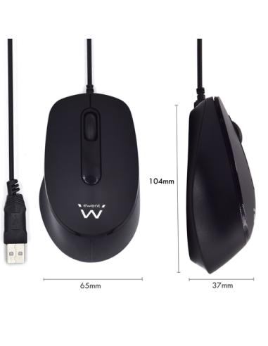 Ewent EW3159 ratón Oficina Ambidextro USB tipo A Óptico 1000 DPI