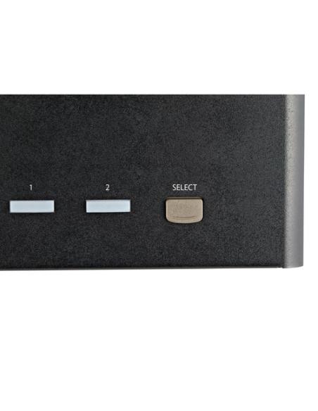 StarTech.com Switch Conmutador KVM de 2 Puertos DisplayPort 1.2 para 4 Monitores - DP HDR UHD 4K de 60Hz - Hub Ladrón de 2 Puert