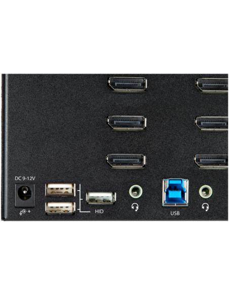StarTech.com Switch Conmutador KVM de 2 Puertos DisplayPort 1.2 para 4 Monitores - DP HDR UHD 4K de 60Hz - Hub Ladrón de 2 Puert