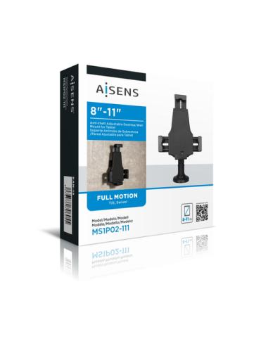 AISENS Soporte Antirobo de Sobremesa / Pared Ajustable (1 Pivote) para Tablet, Negro