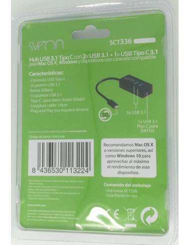 Sveon SCT336 hub de interfaz USB 3.2 Gen 1 (3.1 Gen 1) Type-C