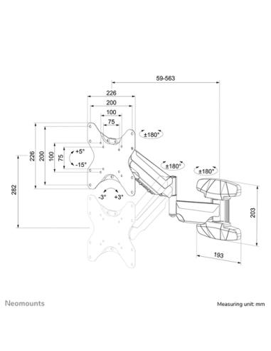 Neomounts WL70-550BL12 Soporte de pared para monitor/TV 23-42" - resorte de gas - movimiento completo