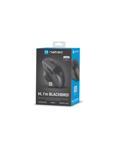 NATEC BlackBird 2 ratón Oficina Ambidextro RF inalámbrico IR LED 1600 DPI