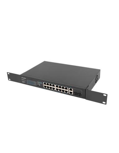 Lanberg RSFE-16P-2C-250 switch No administrado Gigabit Ethernet (10/100/1000) Energía sobre Ethernet (PoE) 1U Negro