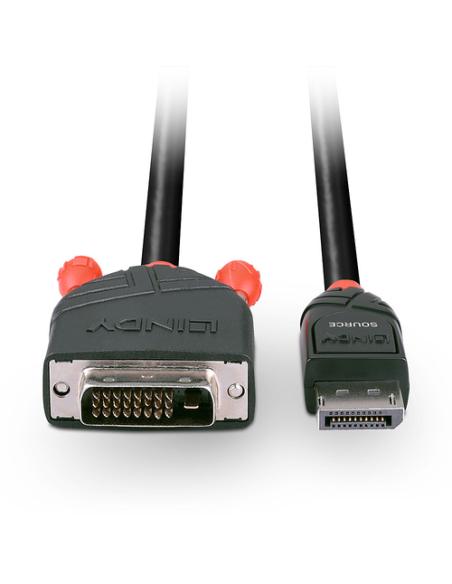 Lindy 41490 adaptador de cable de vídeo 1 m DVI-D DisplayPort Negro
