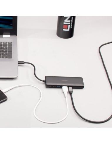 Lindy 43358 base para portátil y replicador de puertos Alámbrico USB 3.2 Gen 1 (3.1 Gen 1) Type-C Negro