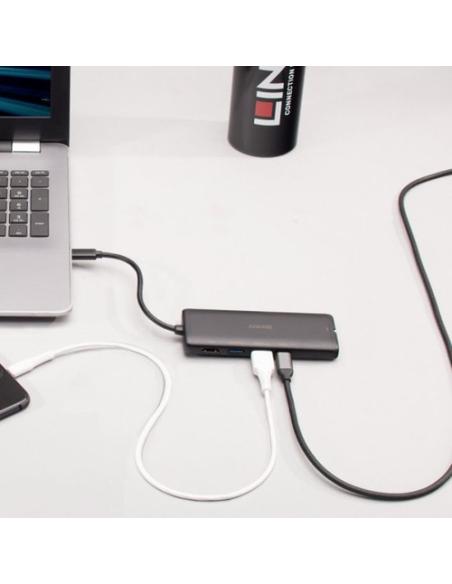 Lindy 43358 base para portátil y replicador de puertos Alámbrico USB 3.2 Gen 1 (3.1 Gen 1) Type-C Negro