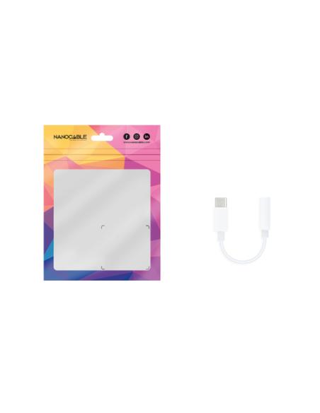 Nanocable Cable Adaptador Audio USB-C/M a Jack 3.5/H, 11 cm, Blanco