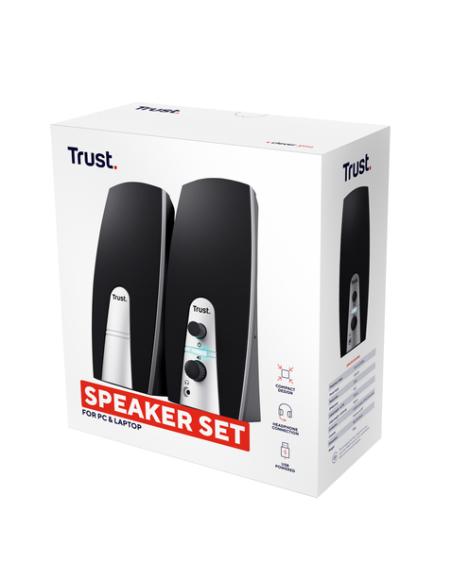 Trust 24660 conjunto de altavoces 5 W PC/ordenador portátil Negro, Metálico 2.0 canales