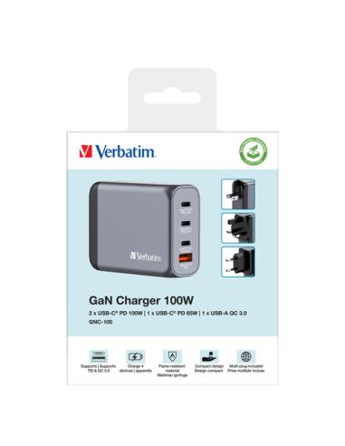Verbatim GNC-100 Universal Negro, Gris Corriente alterna Carga rápida Interior