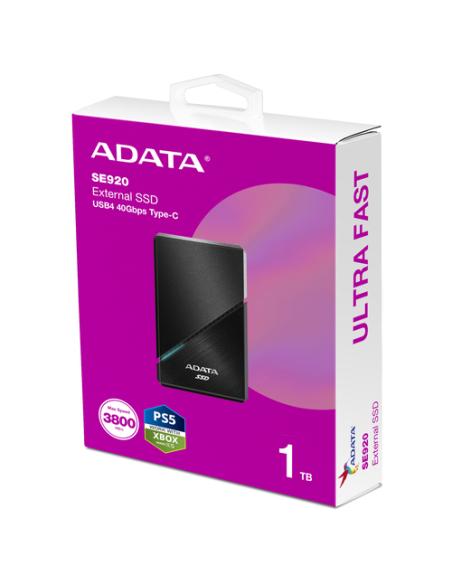 ADATA SE920 Tecnología Thunderbolt (Rayo) 1 TB USB Tipo C 3.2 Gen 2 (3.1 Gen 2) Negro