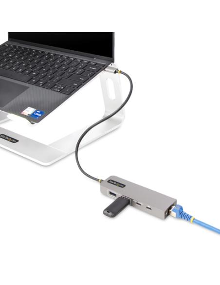StarTech.com Hub USB-C de 3 Puertos con Red Ethernet de 2,5Gbps y Entrega de Alimentación PD de 100W de Paso - USB 3.2 10Gbps - 