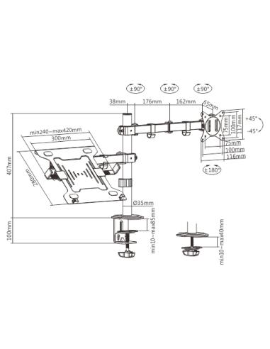 Gembird MA-DA-03 soporte para monitor 81,3 cm (32") Escritorio Negro