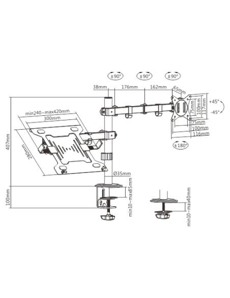 Gembird MA-DA-03 soporte para monitor 81,3 cm (32") Escritorio Negro