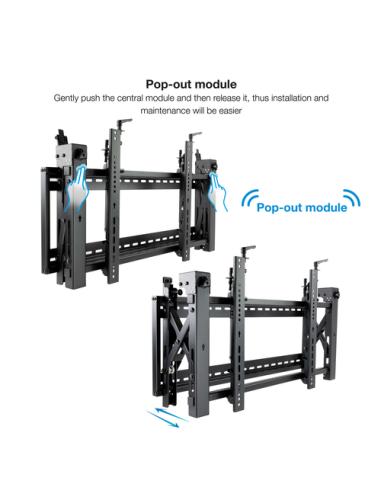 TooQ Soporte Video Wall de Pared para Pantalla 45”- 70”, Negro