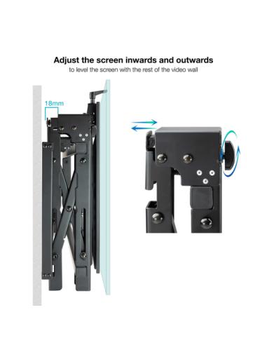 TooQ Soporte Video Wall de Pared para Pantalla 45”- 70”, Negro