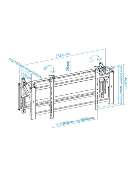 TooQ Soporte Video Wall de Pared para Pantalla 45”- 70”, Negro